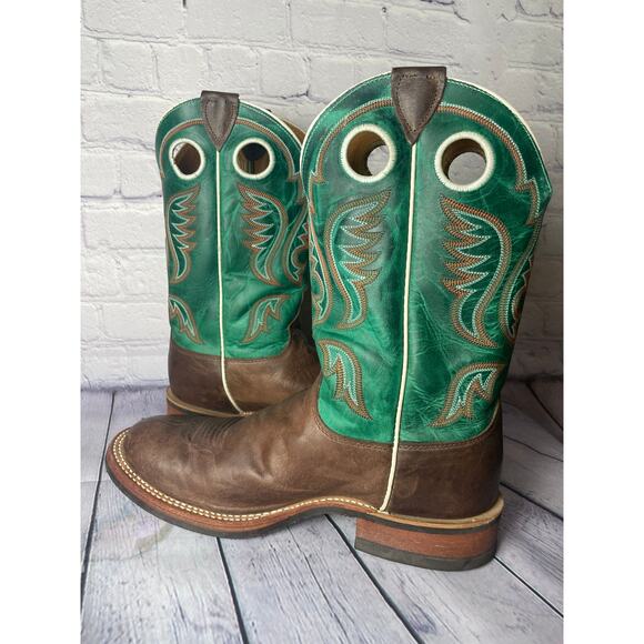 Justin Mens Bent Rail Boot America Cow Foot Double Stitched Wide Round Toe 9 - Picture 10 of 10